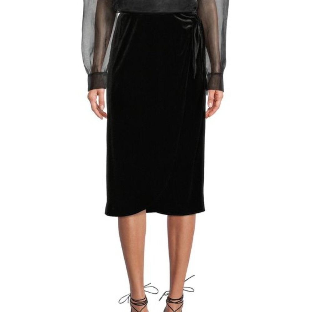 🏷$119 Antonio Melani Velvet Wrap Midi Skirt Stephanie